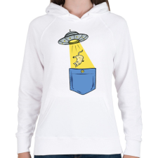 PRINTFASHION Ufós zsebminta - Női kapucnis pulóver - Fehér női pulóver, kardigán