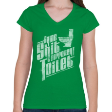 PRINTFASHION Ugyanaz a szar...  - Női V-nyakú póló - Zöld