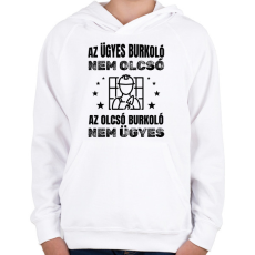 PRINTFASHION Ügyes burkoló - Gyerek kapucnis pulóver - Fehér