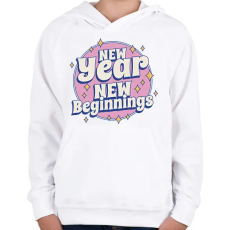PRINTFASHION Új év, új kezdet - Gyerek kapucnis pulóver - Fehér