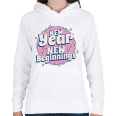 PRINTFASHION Új év, új kezdet - Női kapucnis pulóver - Fehér