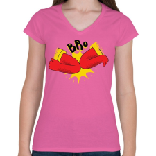 PRINTFASHION Új köszönés Bro  - Női V-nyakú póló - Rózsaszín női póló