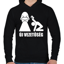 PRINTFASHION Új vezetőség - Férfi kapucnis pulóver - Fekete férfi pulóver, kardigán