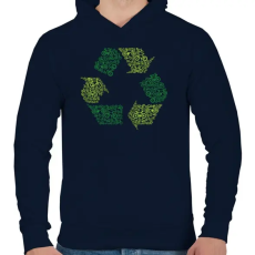 PRINTFASHION Újrahasznosítás - Férfi kapucnis pulóver - Sötétkék