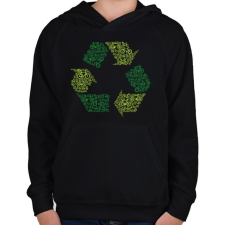 PRINTFASHION Újrahasznosítás - Gyerek kapucnis pulóver - Fekete gyerek pulóver, kardigán