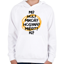 PRINTFASHION Újságíró kérdések - Gyerek kapucnis pulóver - Fehér gyerek pulóver, kardigán
