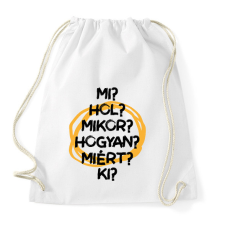 PRINTFASHION Újságíró kérdések - Sportzsák, Tornazsák - Fehér tornazsák