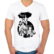 PRINTFASHION Umbrella Academy - Férfi V-nyakú póló - Fehér