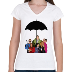 PRINTFASHION Umbrella Academy - Női V-nyakú póló - Fehér