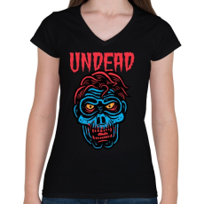 PRINTFASHION Undead - Női V-nyakú póló - Fekete