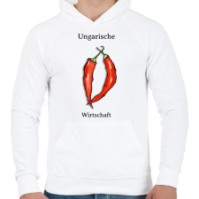 PRINTFASHION Ungarische Wirtschaft - Férfi kapucnis pulóver - Fehér férfi pulóver, kardigán