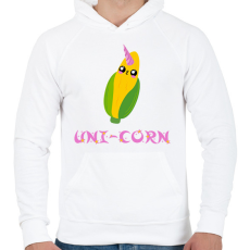 PRINTFASHION Uni-Corn - Férfi kapucnis pulóver - Fehér