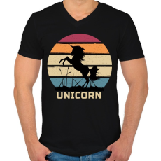 PRINTFASHION Unicorn - Férfi V-nyakú póló - Fekete