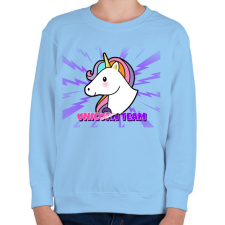 PRINTFASHION UNICORN TEAM - Gyerek pulóver - Világoskék gyerek pulóver, kardigán