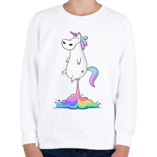 PRINTFASHION Unicornis fart RAINBOW - Gyerek pulóver - Fehér gyerek pulóver, kardigán