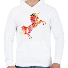 PRINTFASHION unicornis - Férfi kapucnis pulóver - Fehér férfi pulóver, kardigán