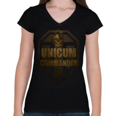 PRINTFASHION UNICUM COMMANDER - Női V-nyakú póló - Fekete