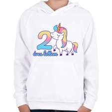 PRINTFASHION Unikornis: 2 éves lettem - Gyerek kapucnis pulóver - Fehér gyerek pulóver, kardigán