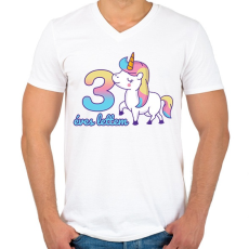 PRINTFASHION Unikornis: 3 éves lettem - Férfi V-nyakú póló - Fehér