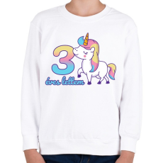 PRINTFASHION Unikornis: 3 éves lettem - Gyerek pulóver - Fehér