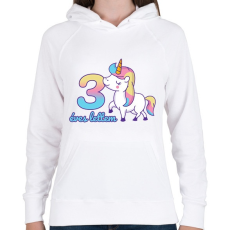 PRINTFASHION Unikornis: 3 éves lettem - Női kapucnis pulóver - Fehér