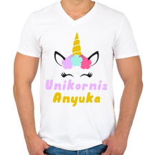 PRINTFASHION Unikornis Anyuka - Férfi V-nyakú póló - Fehér férfi póló