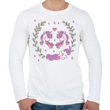 PRINTFASHION Unikornis barátság - Férfi hosszú ujjú póló - Fehér férfi póló