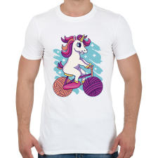 PRINTFASHION Unikornis biciklin - Férfi póló - Fehér férfi póló