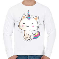 PRINTFASHION Unikornis cica - Férfi pulóver - Fehér férfi pulóver, kardigán