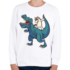 PRINTFASHION Unikornis dínó háton - Gyerek pulóver - Fehér gyerek pulóver, kardigán