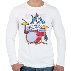 PRINTFASHION Unikornis dobos - Férfi hosszú ujjú póló - Fehér