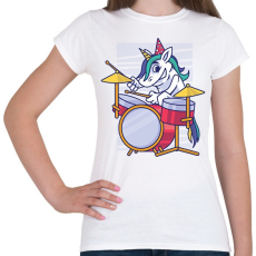 PRINTFASHION Unikornis dobos - Női póló - Fehér