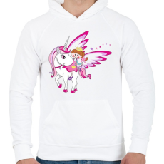 PRINTFASHION Unikornis és királylány - Férfi kapucnis pulóver - Fehér