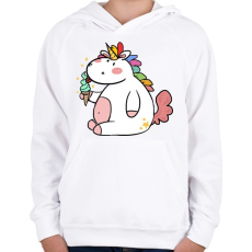 PRINTFASHION Unikornis fagyival - Gyerek kapucnis pulóver - Fehér