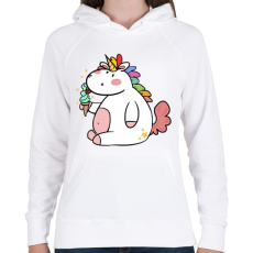 PRINTFASHION Unikornis fagyival - Női kapucnis pulóver - Fehér