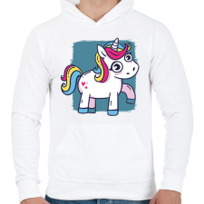 PRINTFASHION Unikornis - Férfi kapucnis pulóver - Fehér férfi pulóver, kardigán