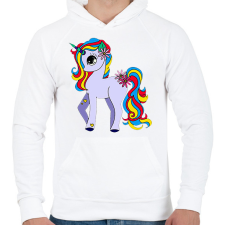 PRINTFASHION unikornis - Férfi kapucnis pulóver - Fehér férfi pulóver, kardigán