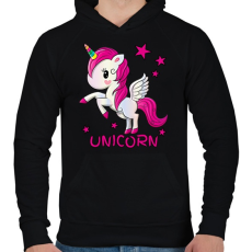 PRINTFASHION unikornis - Férfi kapucnis pulóver - Fekete