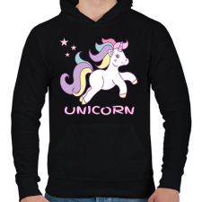 PRINTFASHION unikornis - Férfi kapucnis pulóver - Fekete női pulóver, kardigán