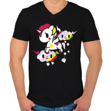 PRINTFASHION unikornis - Férfi V-nyakú póló - Fekete férfi póló
