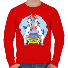 PRINTFASHION Unikornis gamer - Férfi pulóver - Piros