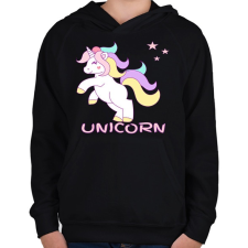 PRINTFASHION unikornis - Gyerek kapucnis pulóver - Fekete gyerek pulóver, kardigán