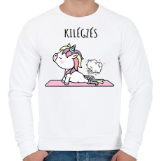 PRINTFASHION Unikornis jóga - Férfi pulóver - Fehér