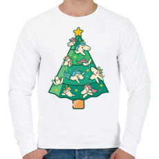PRINTFASHION Unikornis karácsonyfa - Férfi pulóver - Fehér