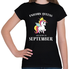PRINTFASHION Unikornis királynők szeptemberben születnek - Női póló - Fekete női póló