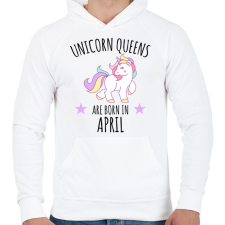 PRINTFASHION Unikornis királylányok születésnapja áprilisban - Férfi kapucnis pulóver - Fehér férfi pulóver, kardigán