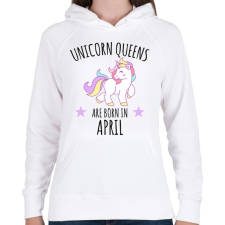 PRINTFASHION Unikornis királylányok születésnapja áprilisban - Női kapucnis pulóver - Fehér női pulóver, kardigán