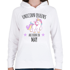 PRINTFASHION Unikornis királylányok születésnapja májusban - Női kapucnis pulóver - Fehér női pulóver, kardigán