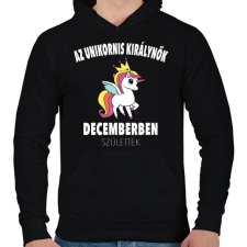 PRINTFASHION Unikornis királynők decemberben születtek (MAGYAR) - Férfi kapucnis pulóver - Fekete férfi pulóver, kardigán