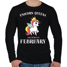 PRINTFASHION Unikornis királynők februárban születtek - Férfi hosszú ujjú póló - Fekete